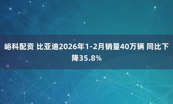 峪科配资 比亚迪2026年1-2月销量40万辆 同比下降35.8%